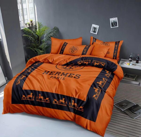 Luxurious Hermes Bedsheets Set – A Statement of Elegance & Comfort - Image 5