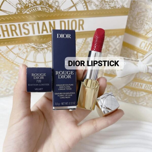 Dior Rouge Limited Edition Lipstick – 999 Classic Red Velvet in Luxe Golden Case